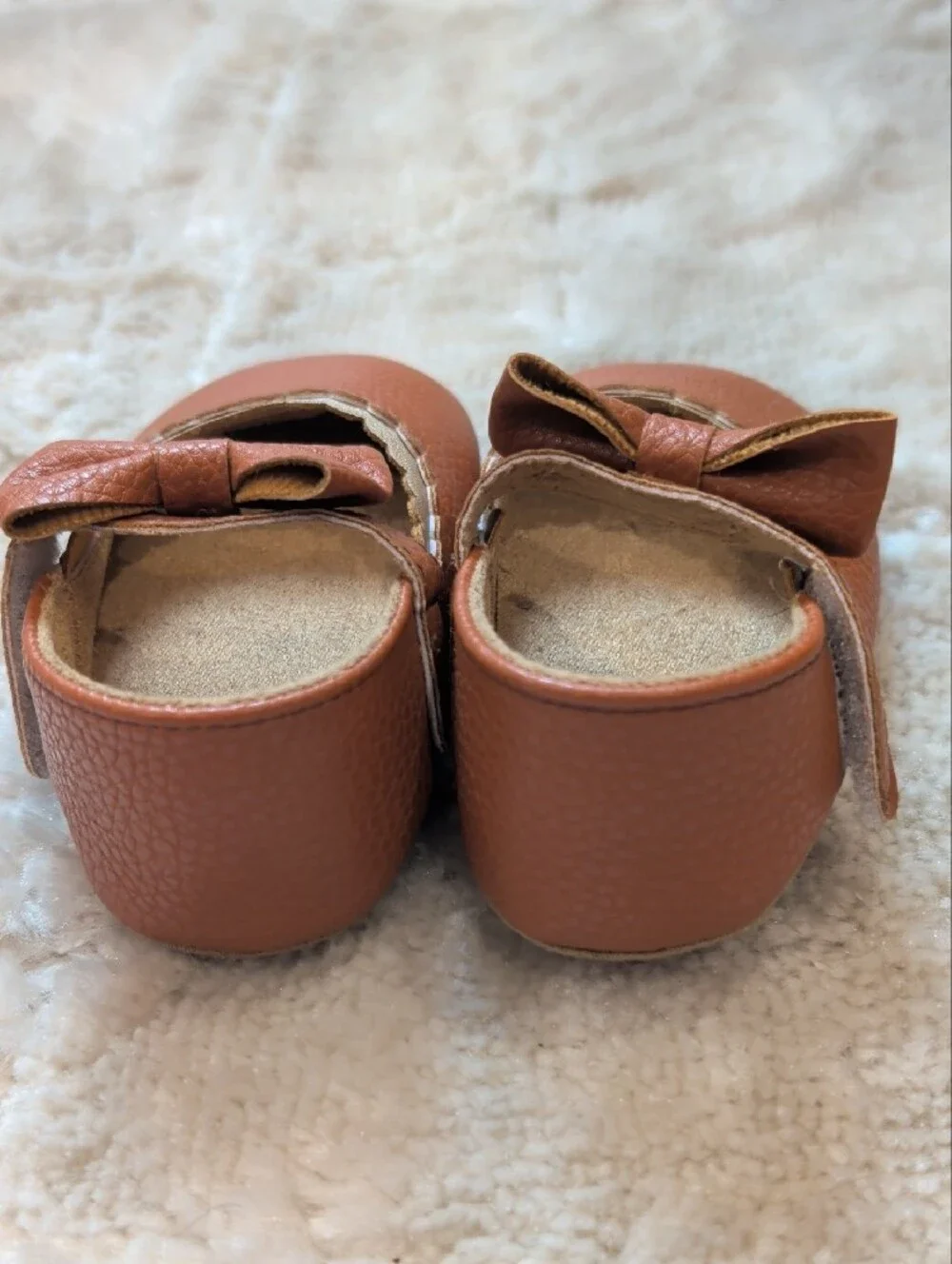 Baby Toddler Brown Shoes With Bow And Strap